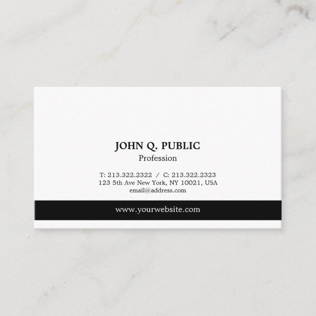 Modern Professional Elegant Black and White Simple Business Card (Front)