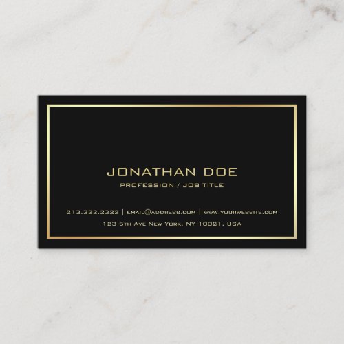 Modern Professional Elegant Black Gold Classy Business Card