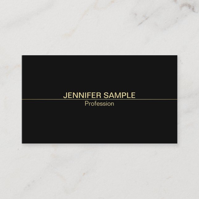 Modern Professional Elegant Black White Gold Business Card (Front)