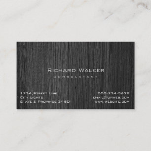 Modern Professional elegant Black Wood Simple Business Card
