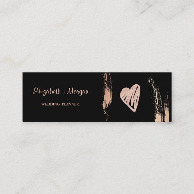 Modern Professional  Elegant,Brush Stroke,Heart Mini Business Card (Front)