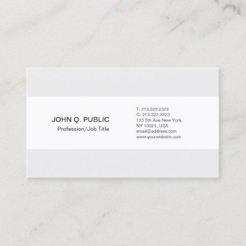 Modern Professional Elegant Clean Grey White Plain Business Card