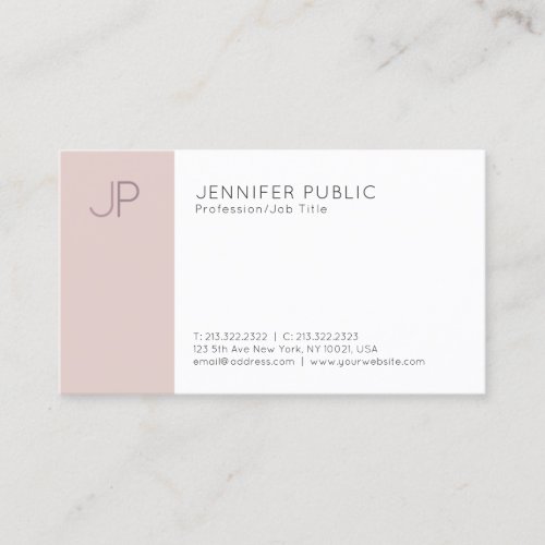 Modern Professional Elegant Colors Monogram Plain Business Card