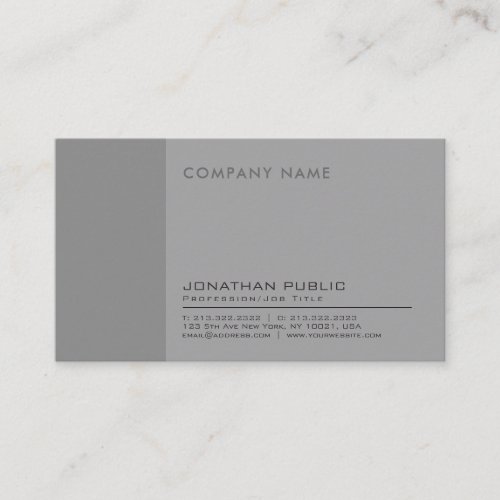 Modern Professional Elegant Company Grey Plain Business Card