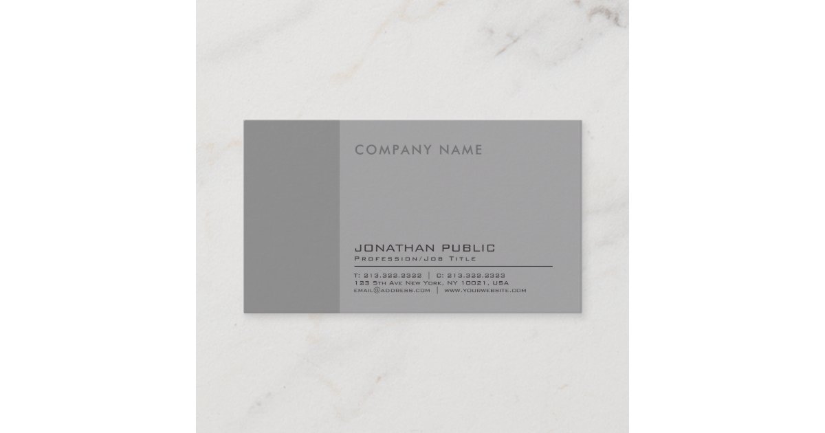 Modern Professional Elegant Company Grey Plain Business Card | Zazzle