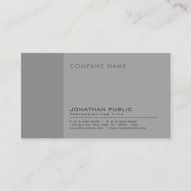 Modern Professional Elegant Company Grey Plain Business Card | Zazzle