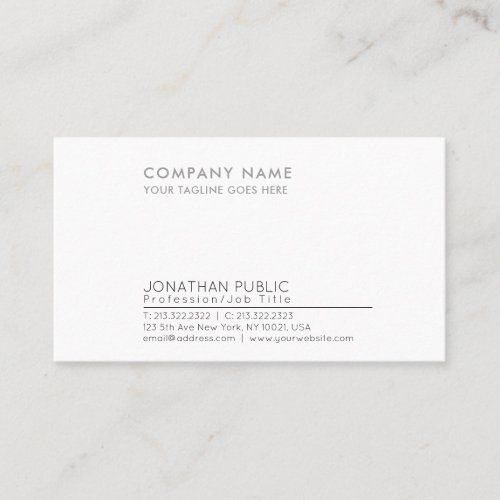 Modern Professional Elegant Corporate Chic Plain Business Card