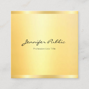 Modern Professional Elegant Faux Gold Minimalist Square Business Card