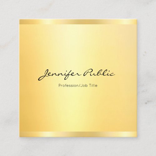 Modern Professional Elegant Faux Gold Minimalist Square Business Card