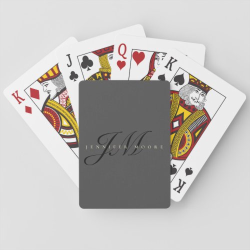 Modern Professional Elegant Gold and Grey Monogram Playing Cards