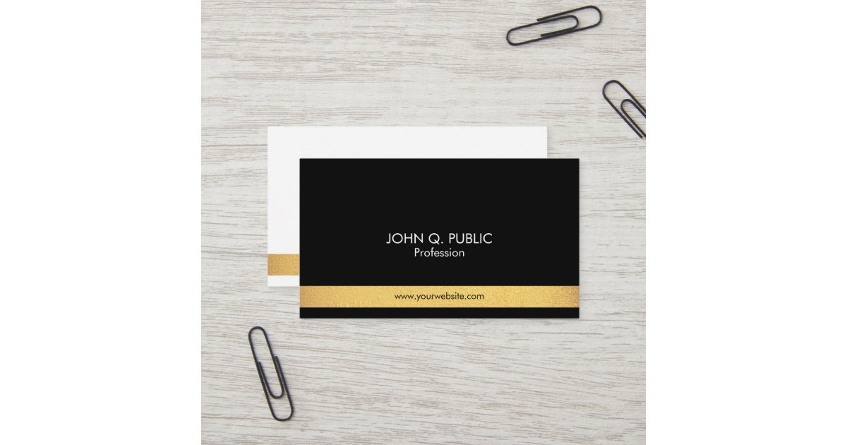 Modern Professional Elegant Gold Black and White Business Card | Zazzle