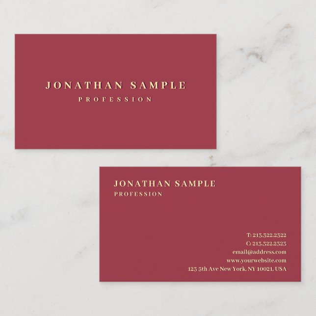 Modern Professional Elegant Gold Color Text Luxury Business Card (Front/Back)