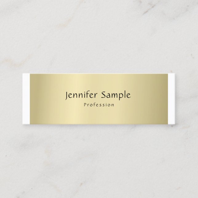 Modern Professional Elegant Gold Look Minimal Mini Business Card (Front)