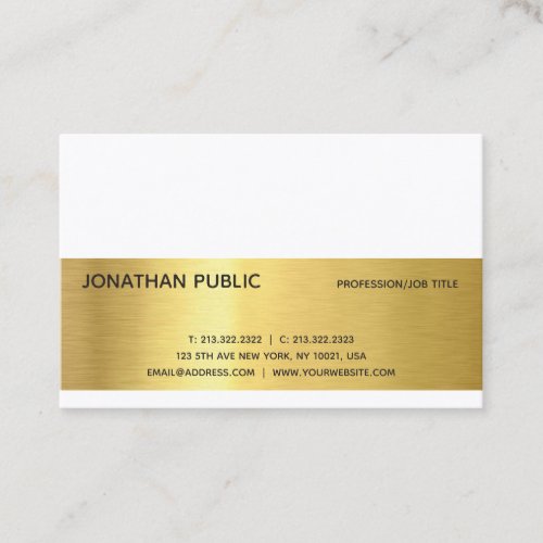 Modern Professional Elegant Gold Plain Luxury Chic Business Card