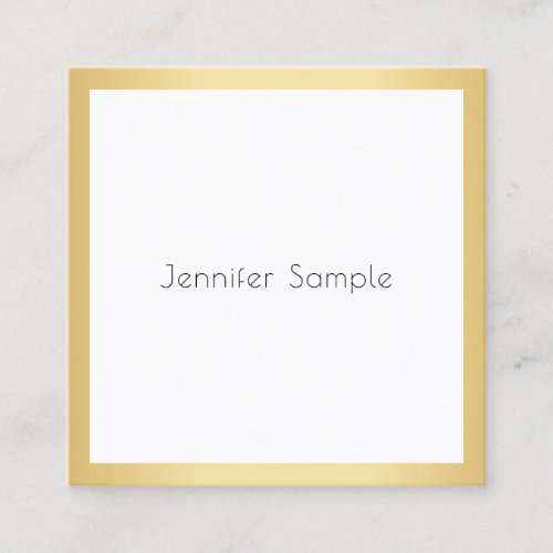 Modern Professional Elegant Gold White Template Square Business Card