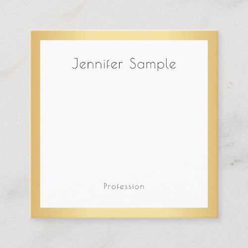 Modern Professional Elegant Gold White Template Square Business Card