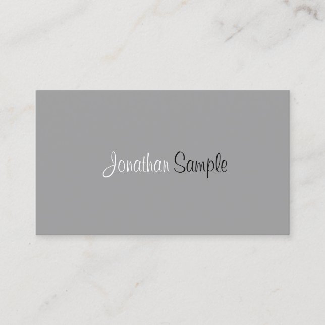 Modern Professional Elegant Gray Minimalist Plain Business Card (Front)