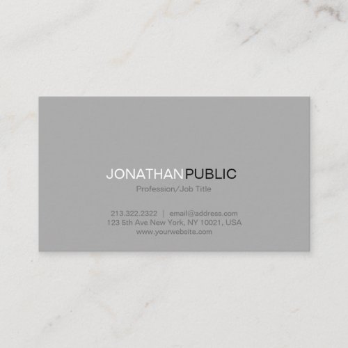 Modern Professional Elegant Gray Minimalist Plain Business Card