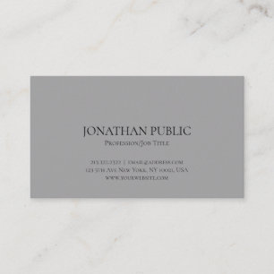 Modern Professional Elegant Grey Minimalist Plain Business Card