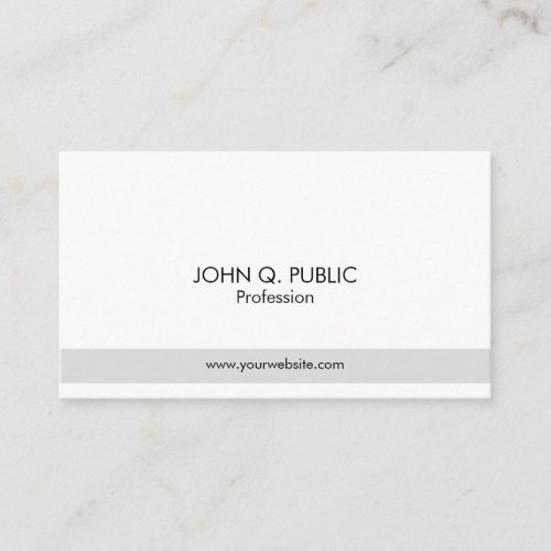 Modern Professional Elegant Grey White Simple Chic Business Card