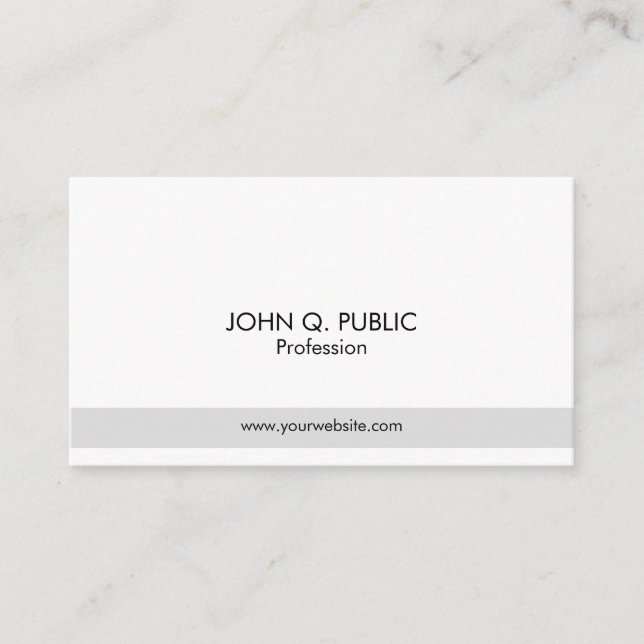 Modern Professional Elegant Grey White Simple Chic Business Card (Front)