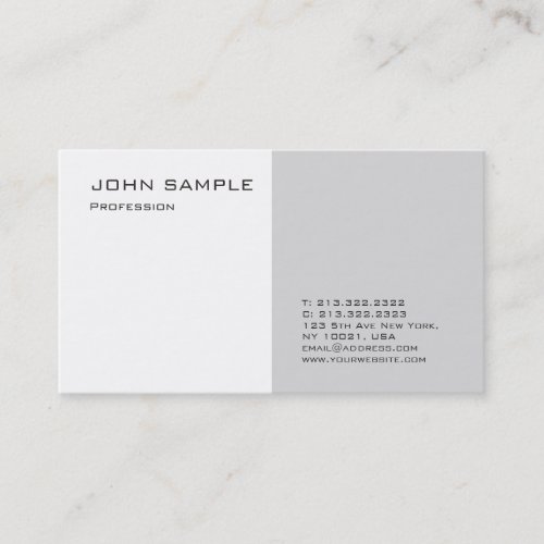 Modern Professional Elegant Grey White Template Business Card