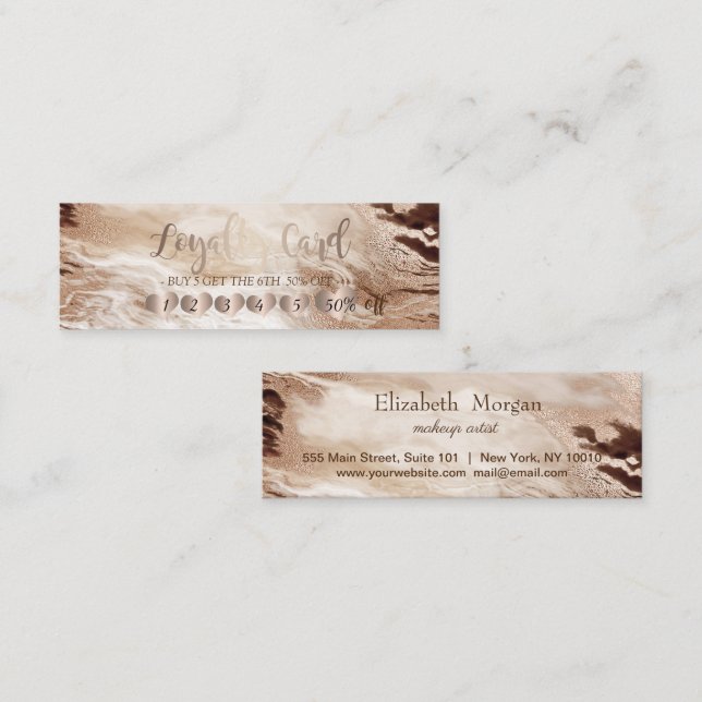 Modern Professional Elegant Hearts Marble Loyalty Card (Front/Back)