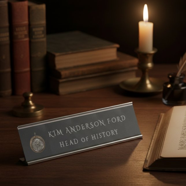 Modern Professional Elegant Matte Black Obsidian Desk Name Plate (Creator Uploaded)