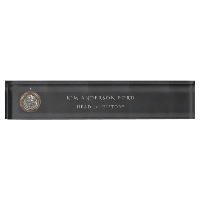 Modern Professional Elegant Matte Black Obsidian Desk Name Plate (Front)