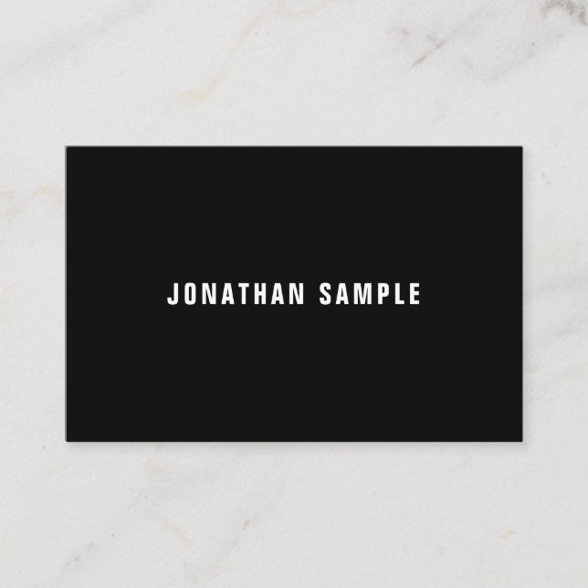 Modern Professional Elegant Minimalist B&W Plain Business Card (Front)