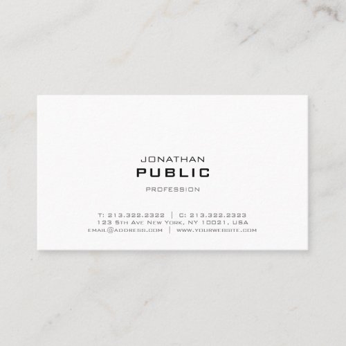 Modern Professional Elegant Minimalistic Plain Business Card