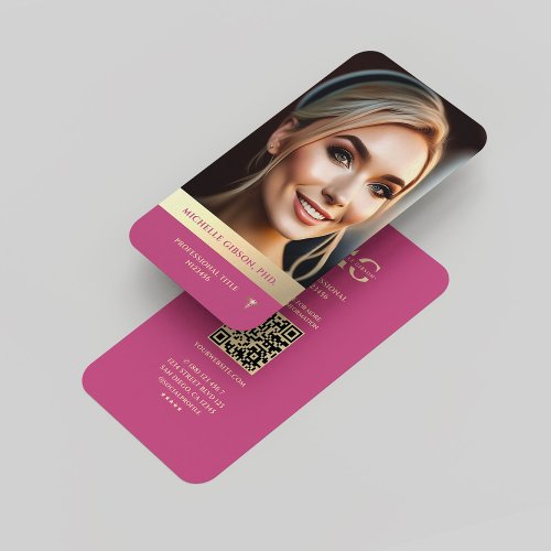 Modern Professional Elegant Pink Gold Monogram Qr Business Card