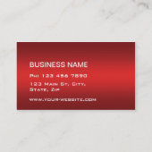 Modern Professional Elegant Red Simple Plain Business Card (Back)