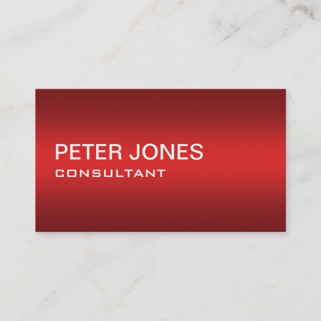 Modern Professional Elegant Red Simple Plain Business Card (Front)