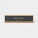 Modern Professional Elegant Script Gold Desk Name Plate