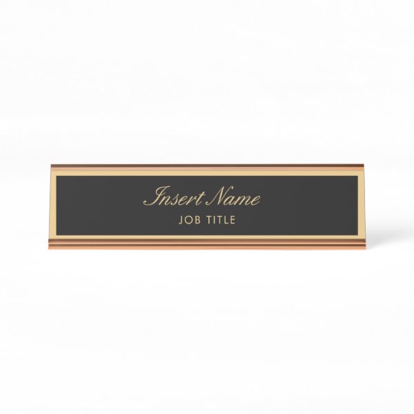 Modern Professional Elegant Script Gold Desk Name Plate Custom Products