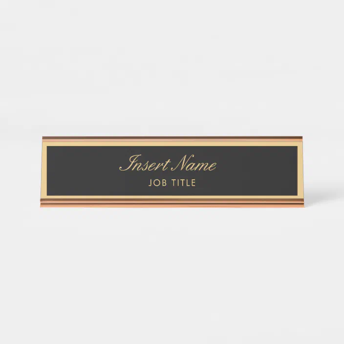 Modern Professional Elegant Script Gold Desk Name Plate Zazzle Com