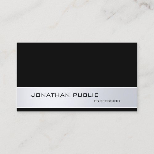 Modern Professional Elegant Silver Black Trendy Business Card