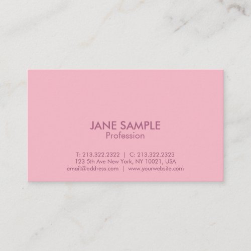 Modern Professional Elegant Simple Design Pink Business Card