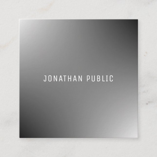 Modern Professional Elegant Simple Grey Template Square Business Card (Front)