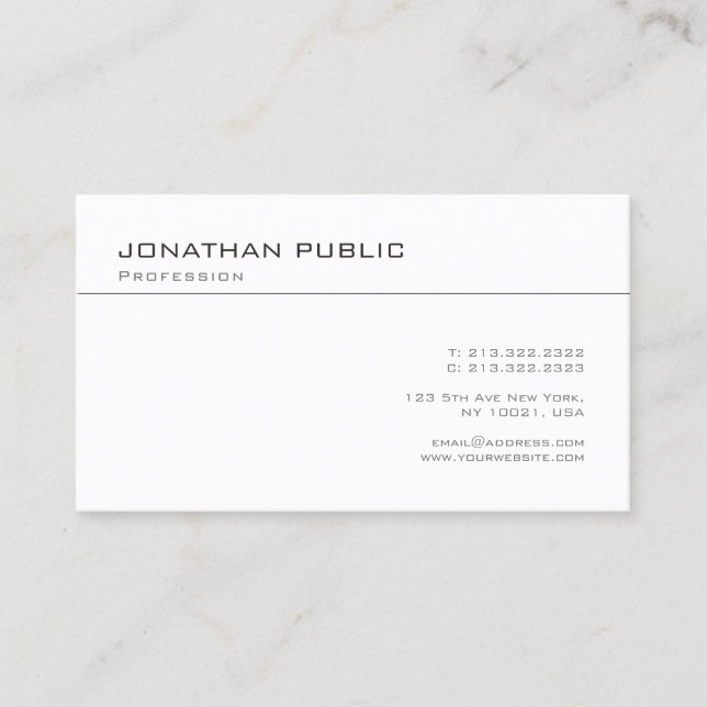 Modern Professional Elegant Simple Template Business Card (Front)