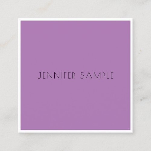 Modern Professional Elegant Simple Template Purple Square Business Card