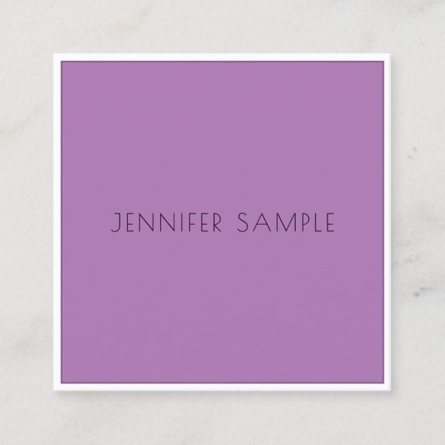 Modern Professional Elegant Simple Template Purple Square Business Card (Front)