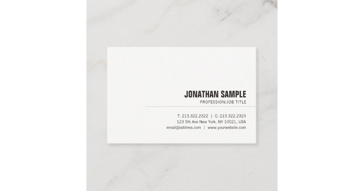 Modern Professional Elegant Simple Unique Plain Business Card | Zazzle