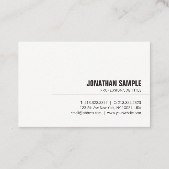 Modern Professional Elegant Simple Unique Plain Business Card (Front)