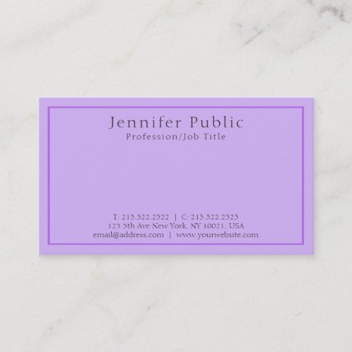 Modern Professional Elegant Violet Plain Luxury Business Card