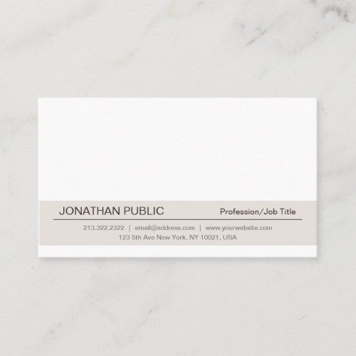 Modern Professional Elegant White Beige Simple Business Card