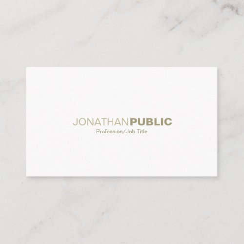 Modern Professional Elegant White Gold Clean Plain Business Card