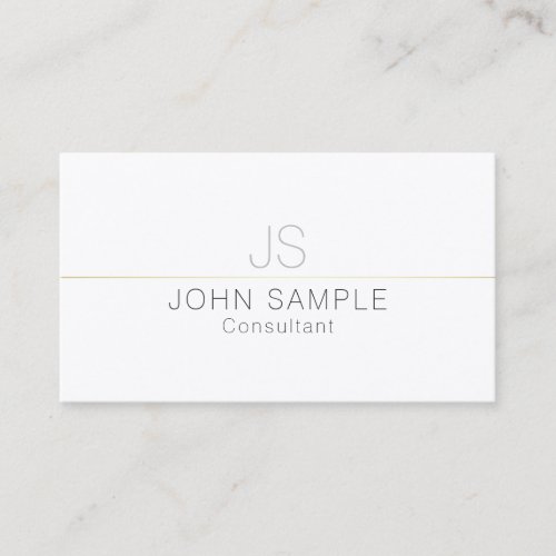 Modern Professional Elegant White Gold Monogram Business Card