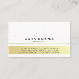 Modern Professional Elegant White Gold Simple Business Card